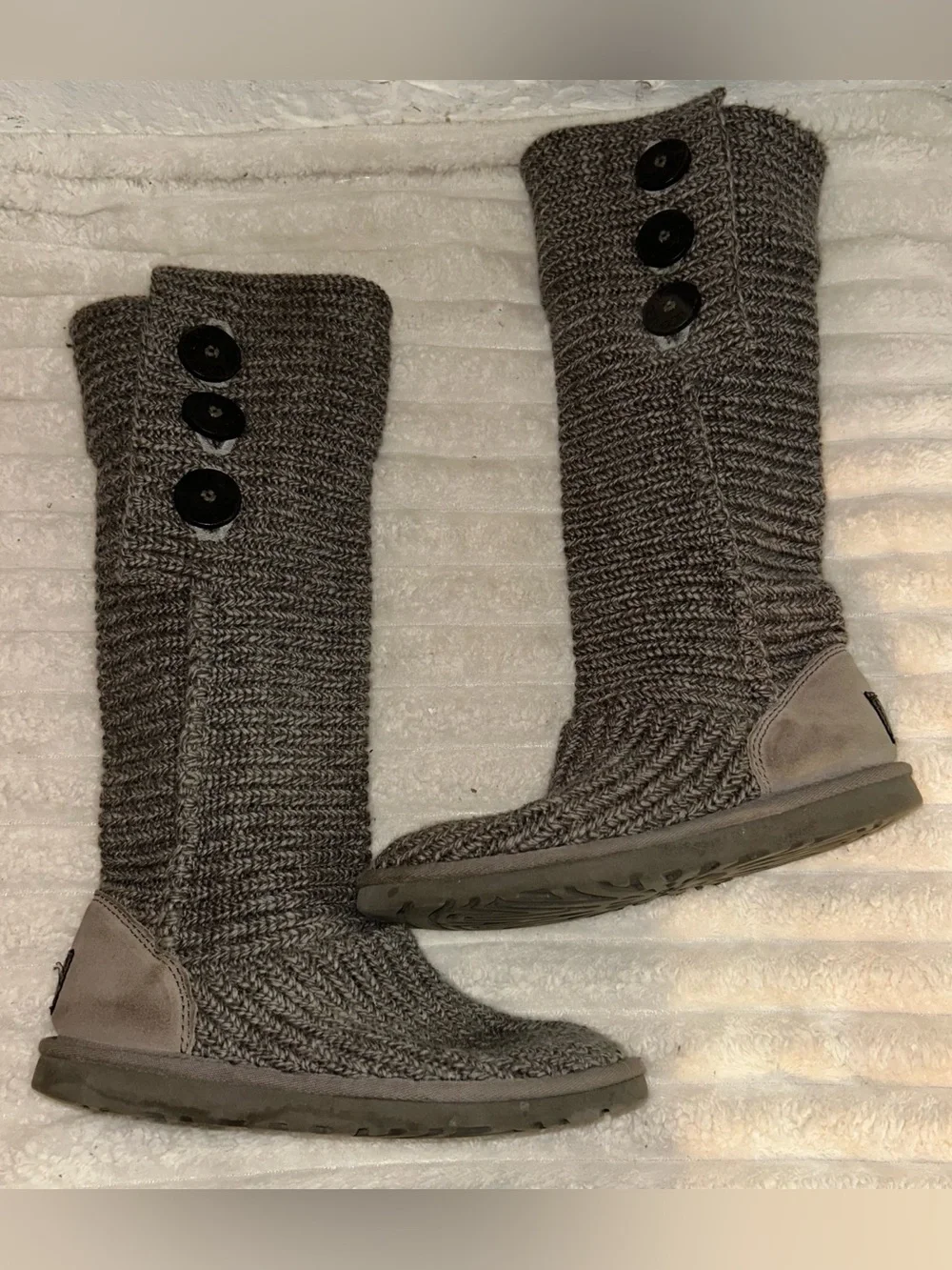UGG australia sweater y2k Knit ButtonTall Boots in Gray